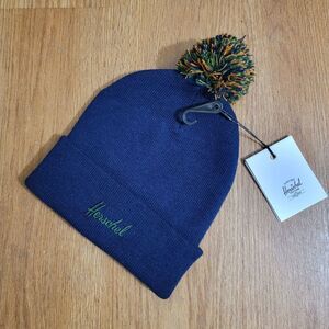Herschel Supply Co. Aden Pom Beanie Knitted Hat Navy Blue Green Unisex One-size